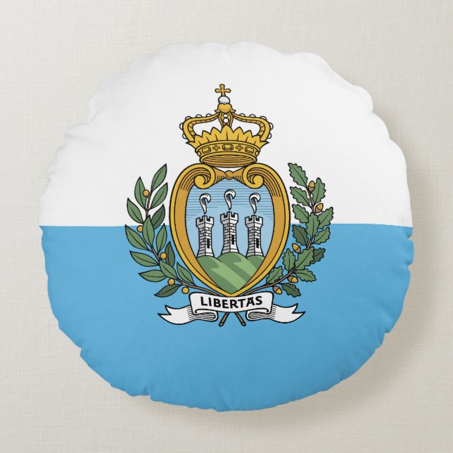 San Marino-flagga Rund Kudde (Framsidan)