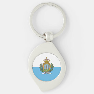 San Marino Flagga Swirl Silverfärgad Nyckelring