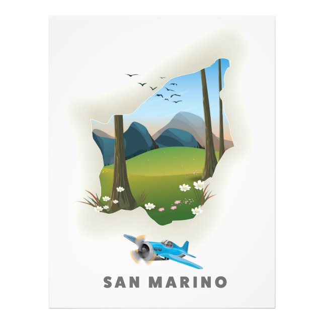San Marino Illustrerad reseaffisch. Fototryck (Framsidan)
