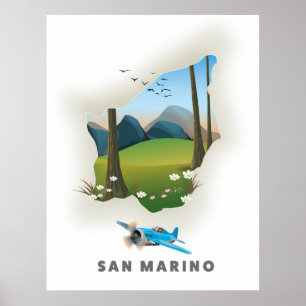 San Marino Illustrerad reseaffisch. Poster