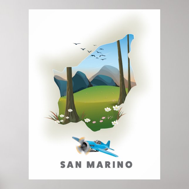San Marino Illustrerad reseaffisch. Poster (Framsidan)
