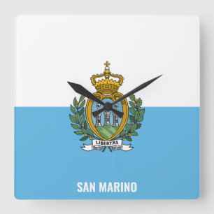San Marino National Flagga Patriotic Fyrkantig Klocka