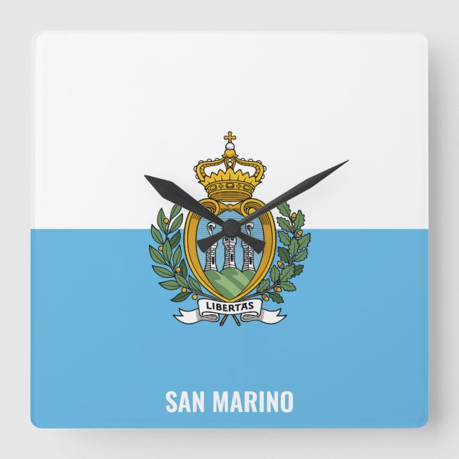 San Marino National Flagga Patriotic Fyrkantig Klocka (Framsida)