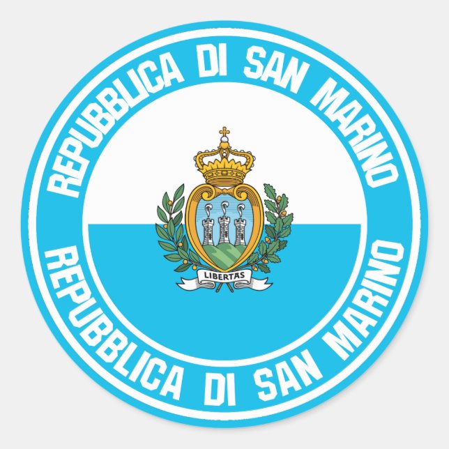 San Marino Round Emblem Runt Klistermärke (Framsida)