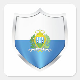 San Marino Silver Shield Flagga Fyrkantigt Klistermärke