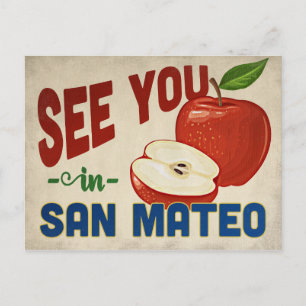 San Mateo California Apple - Vintage resor Vykort