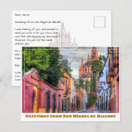 San Miguel de Allende Colorful Homes & Church Vykort