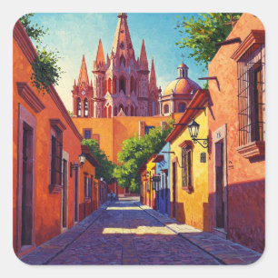 San Miguel de Allende Mexico Travel Fyrkantigt Klistermärke