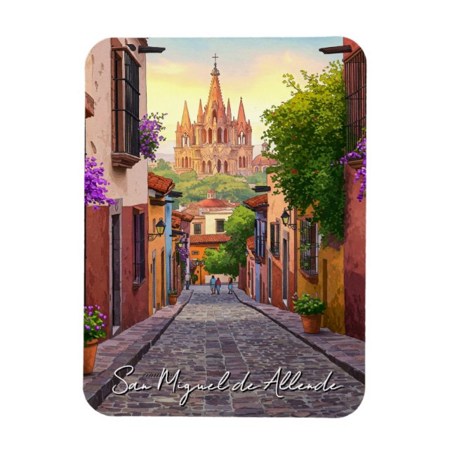 San Miguel de Allende Mexico Travel Watercolor Magnet (Vertikal)