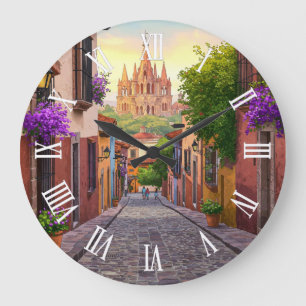 San Miguel de Allende Mexiko Resa Akvarell Stor Klocka