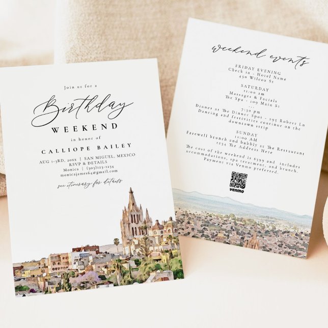 SAN MIGUEL MEXICO Resa Födelsedags Itinerary Inbjudningar (Skapare uppladdad)