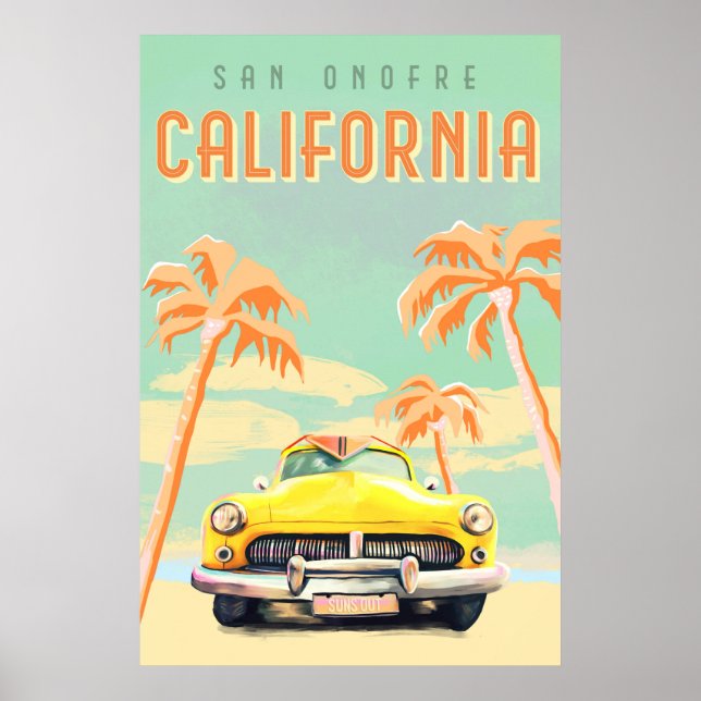 San Onofre, California Coola Retro Surfa Travel Poster (Framsidan)