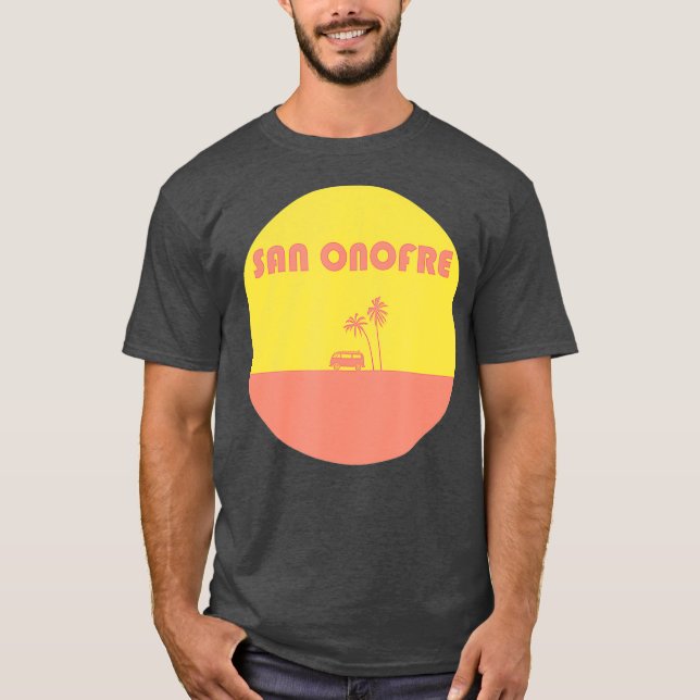 San Onofre California Throwback Surfing Van T Shirt (Framsida)