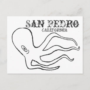 San Pedro-Blixtkort med bläckfisk Vykort