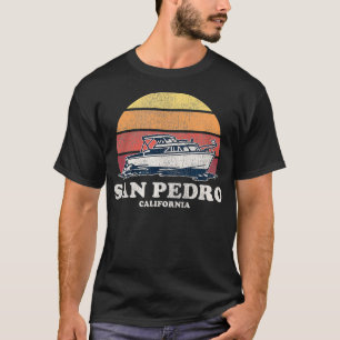 San Pedro CA Vintage Boating 70s Retro Boat Design T Shirt