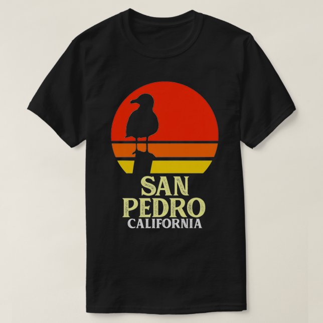 San Pedro California Beach Fiskmås Premium T Shirt (Design framsida)