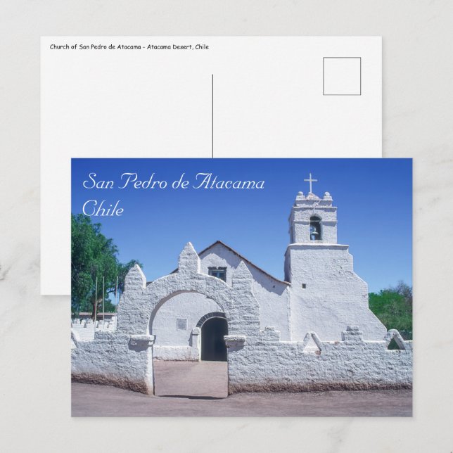 San Pedro de Atacama-kyrkan - Chile Vykort (Fram/baksida)