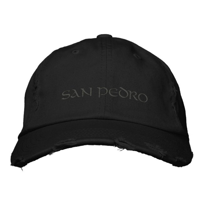 San Pedro Disted Hat Black på Black Broderad Keps (Framsida)