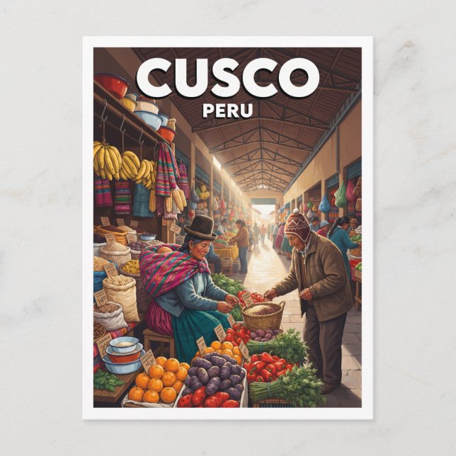 San Pedro-marknaden, Cusco Peru Vykort (Framsida)