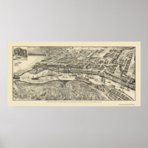 San Pedro panorama- karta för CA - 1905 Poster
