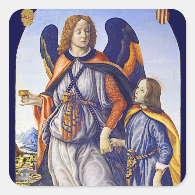 San Rafael Archangel Fyrkantigt Klistermärke (Framsida)