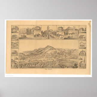 San Rafael, CA. Panoramisk Karta (1576A) Poster