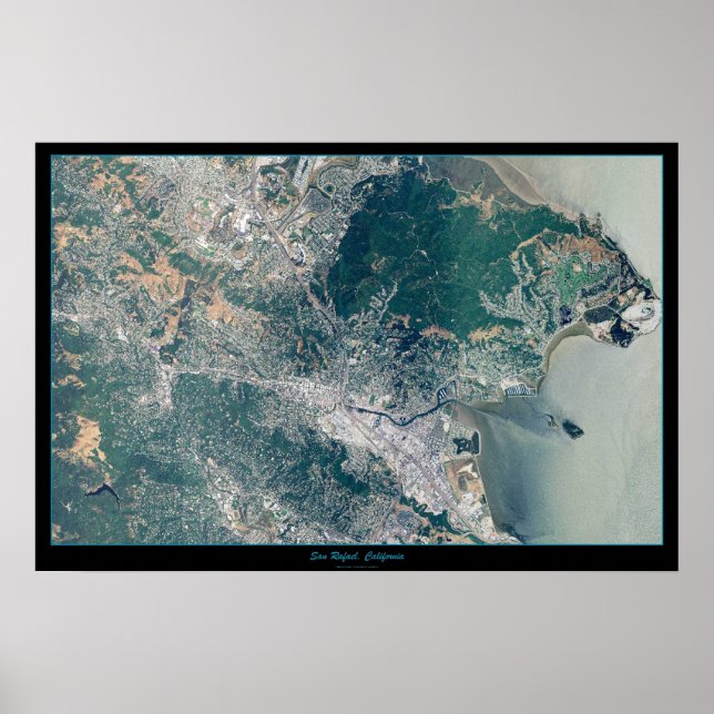 San Rafael, kaliforniskt satellittryck poster kart (Framsidan)