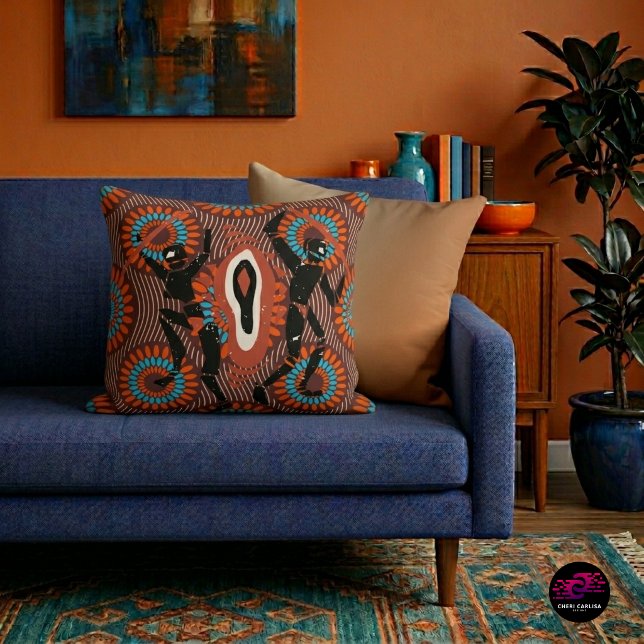San Rock Rytm Linocut Kudde (Throw pillow with a bold statement. Designed to own the room.)
