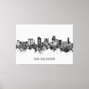 San Salvador El Salvador Skyline BW Canvastryck