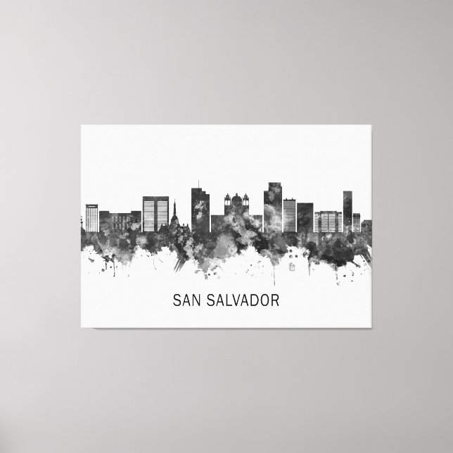 San Salvador El Salvador Skyline BW Canvastryck (Framsida)