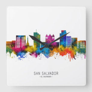 San Salvador El Salvador Skyline Fyrkantig Klocka