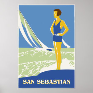 San Sebastian retro vektorkonst reser litet Poster