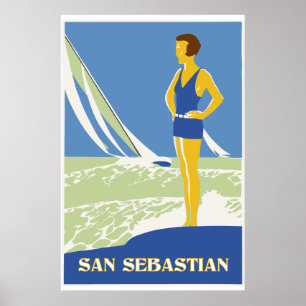 San Sebastian retro vektorkonst reser Poster