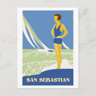San Sebastian retro vektorkonst reser Vykort