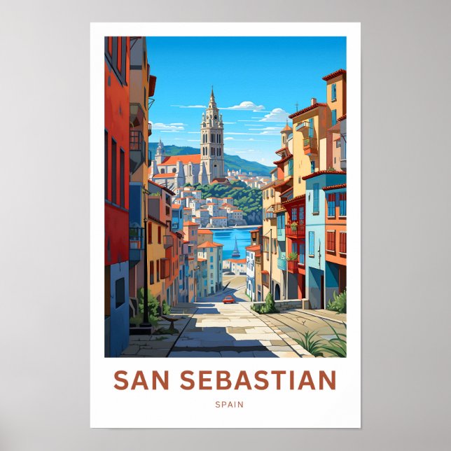 San Sebastian Spain Travel Skriv ut Poster (Framsidan)