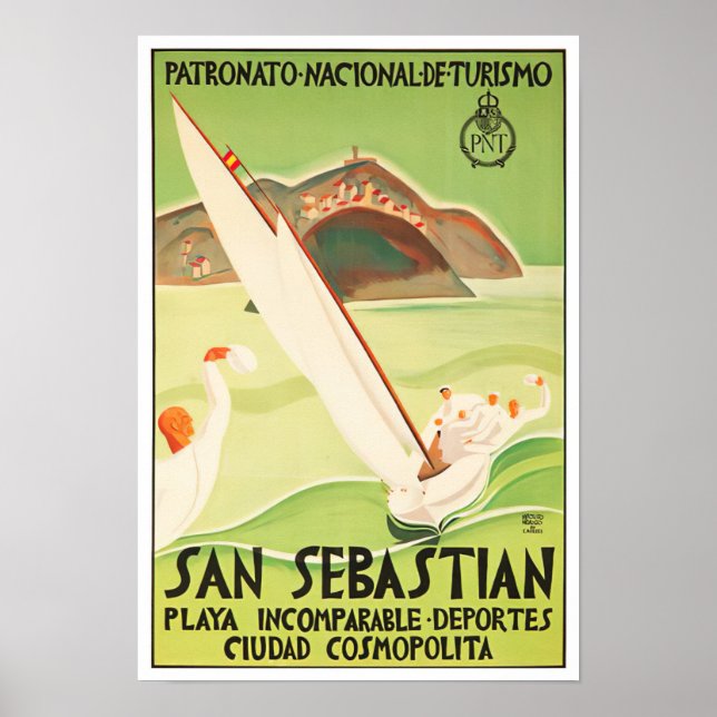 San Sebastian Spanien vintage resor Poster (Framsidan)