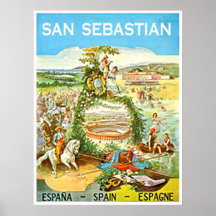 San Sebastian, Spanien, vintagekonst, resa Poster