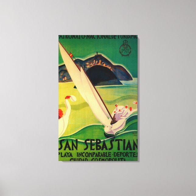 San Sebastian Vintage PosterEurope Canvastryck (Framsida)