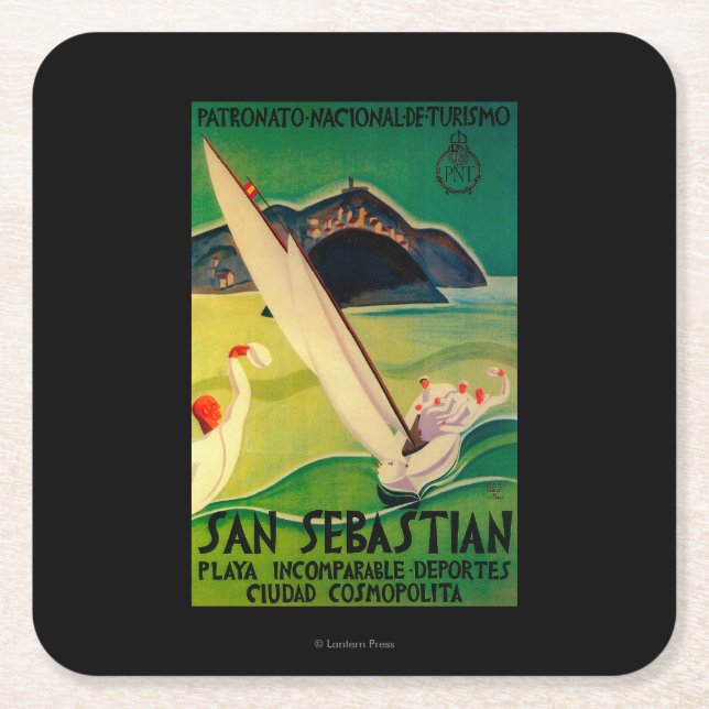 San Sebastian vintage PosterEurope Underlägg Papper Kvadrat (Framsidan)
