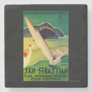 San Sebastian vintage PosterEurope Underlägg Sten