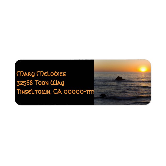 San Simeon Sunset Black 2-adressetikett Returadress Etikett (Framsidan)