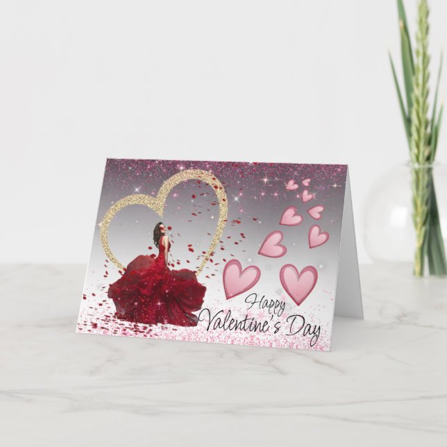 san Valentín con corazón dorado Helgkort (Framsida)
