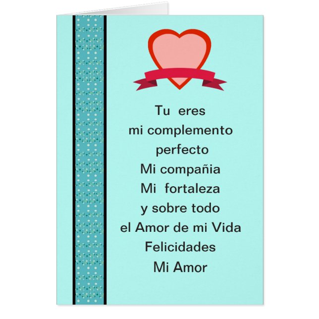 San Valentin El kärlek de mi Vida Hälsningskort (Framsidan)