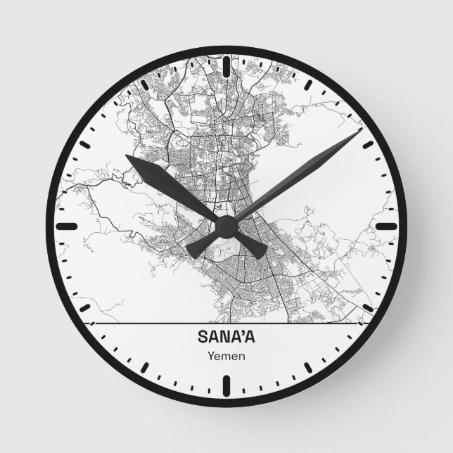 Sanaa Clock City Line Art Rund Klocka (Framsida)