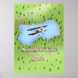 Sanabria Sjö Spanien reser Karta. Poster