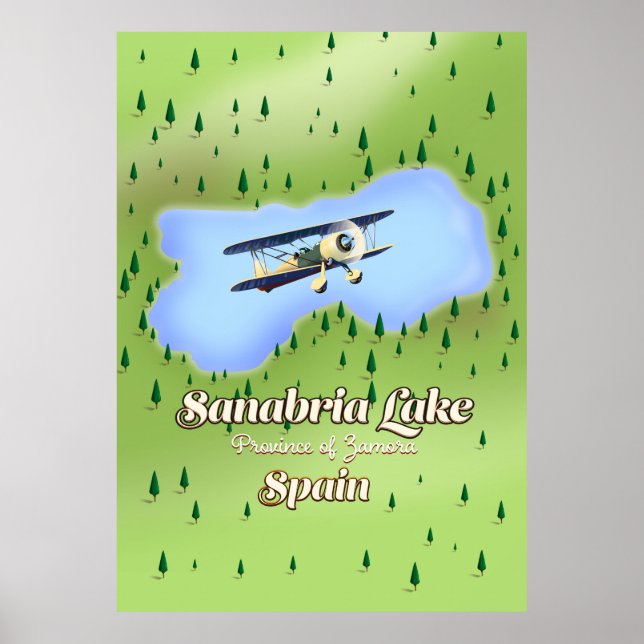 Sanabria Sjö Spanien reser Karta. Poster (Framsidan)
