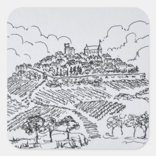 Sancerre vingårdar Loire Valley, Frankrike Fyrkantigt Klistermärke