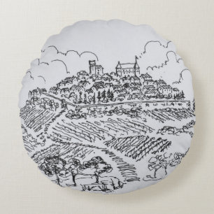 Sancerre vingårdar Loire Valley, Frankrike Rund Kudde