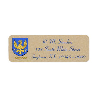 Sanchez Heraldic Shield Returadress Etikett
