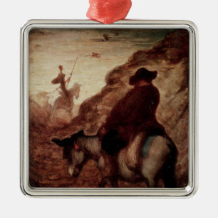 Sancho och universitetslärare Quixote, 19th Julgransprydnad Metall